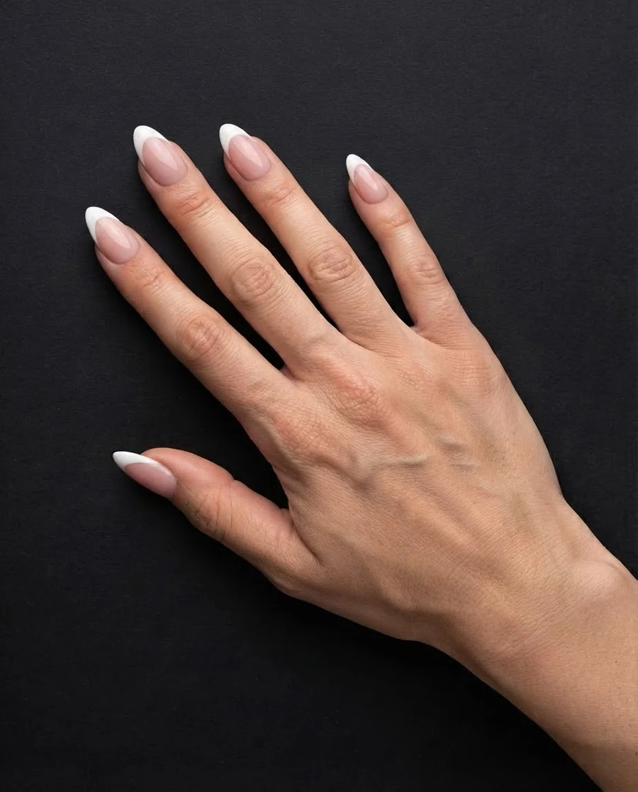 La misma mano con el diseño de uñas puesto por realidad aumentada