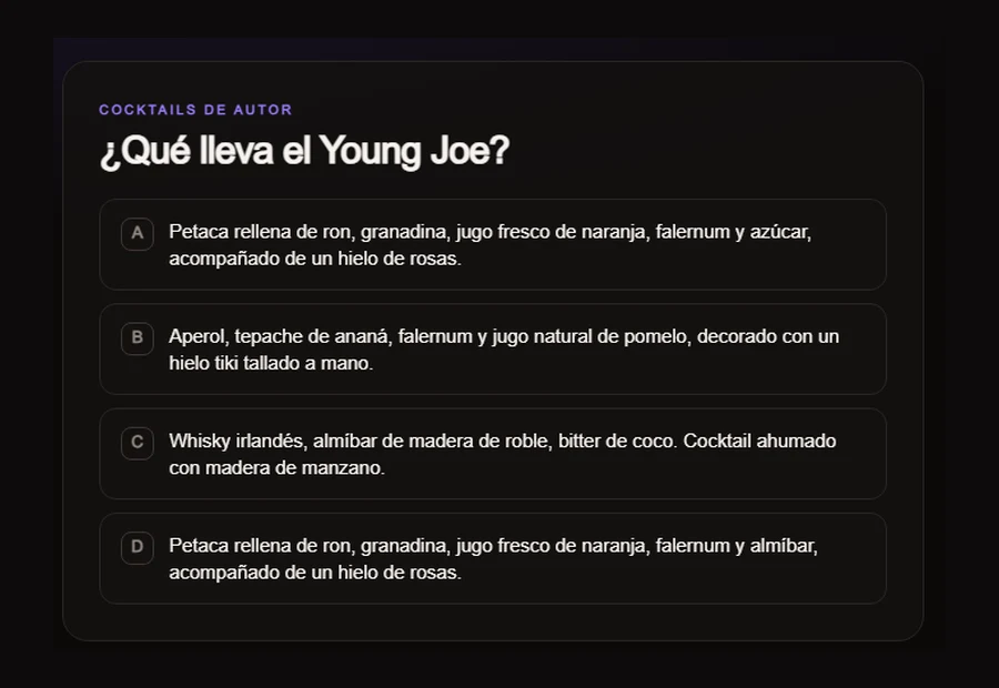 Una pregunta de múltiple choice con dos opciones casi idénticas